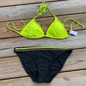 Neon Yellow & Black Bikini Set